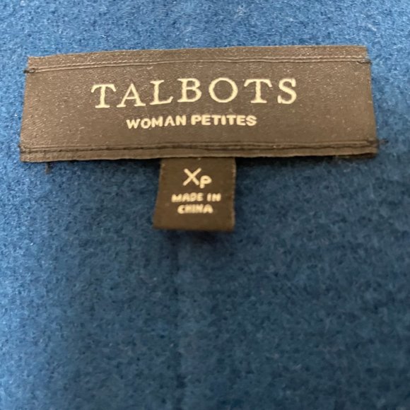 Talbots Teal Blue Boiled Wool Zip Blazer Jacket 12W Petite Quiet Luxury Office - Picture 8 of 10